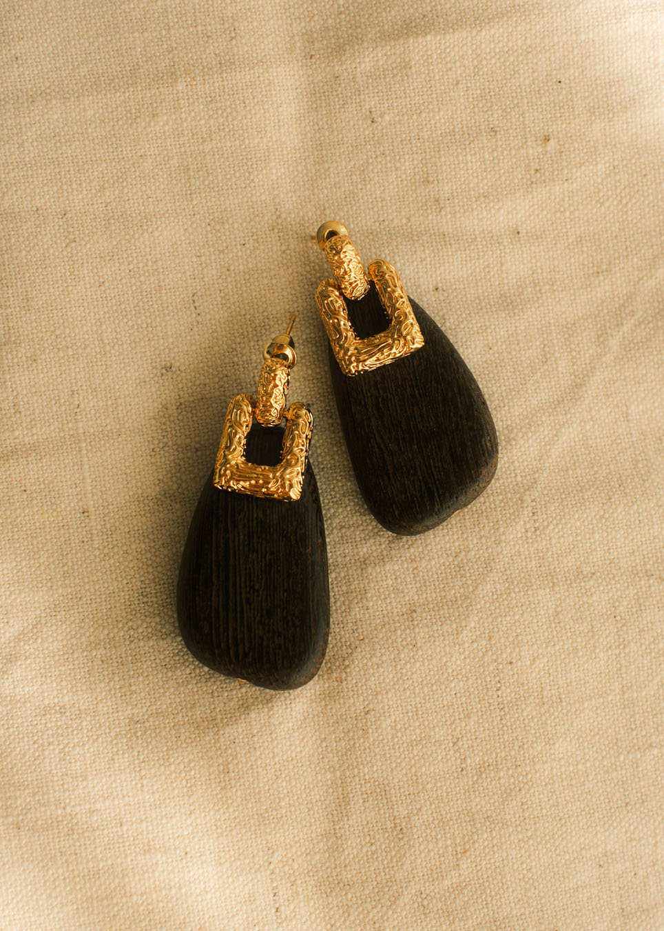 Ornate Wood Drop Earrings