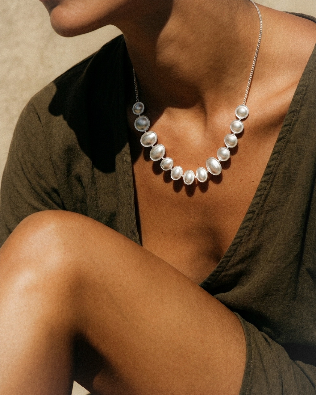 Lunar Pearl Arc Necklace