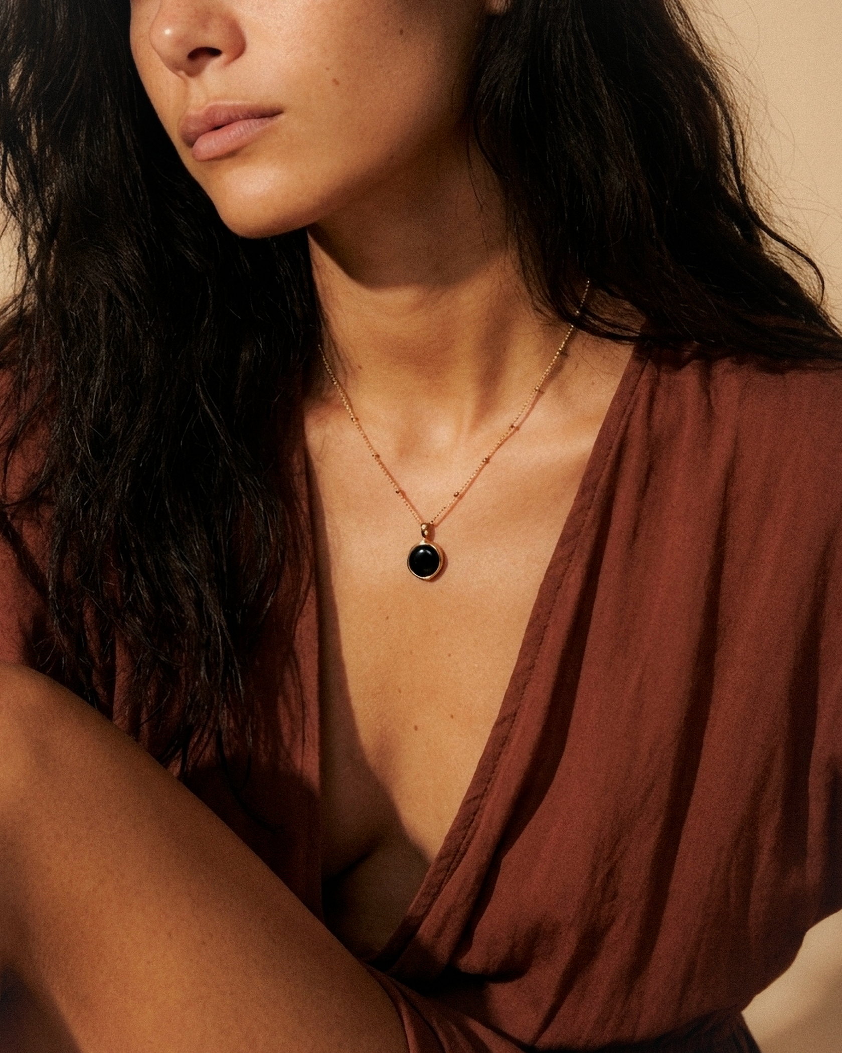 Midnight Agate Circle Necklace