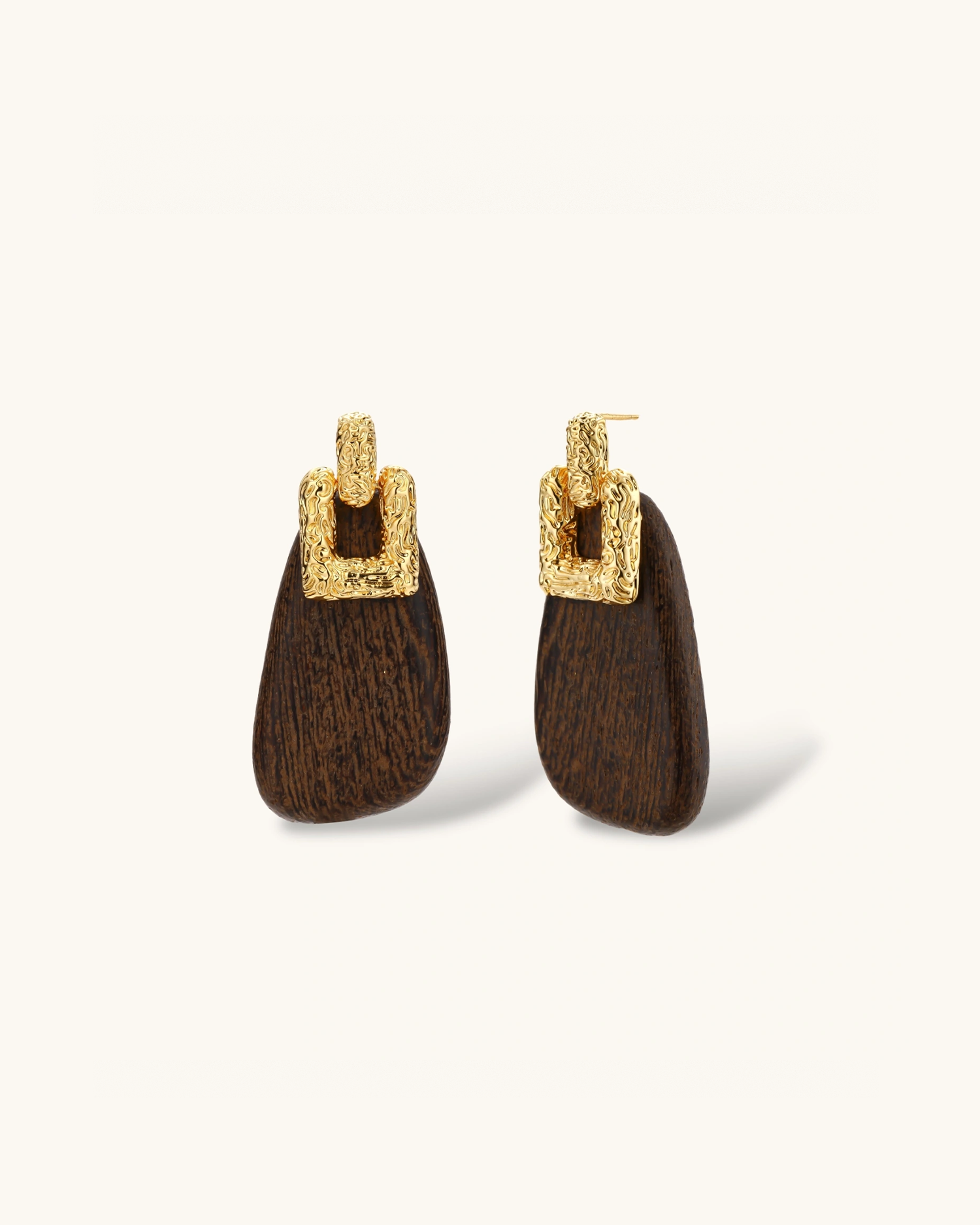 Ornate Wood Drop Earrings