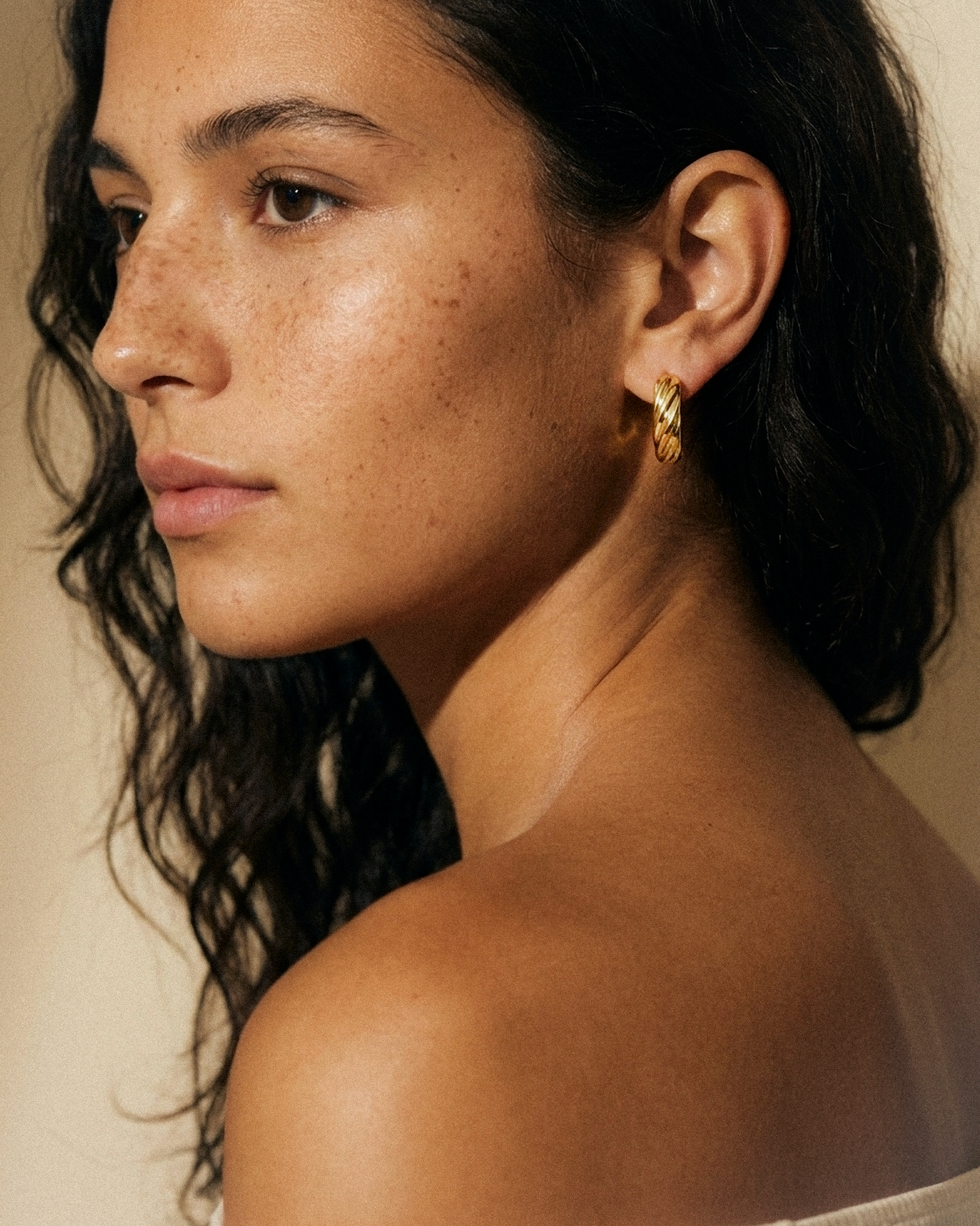 Twisted Gold Huggie Hoops